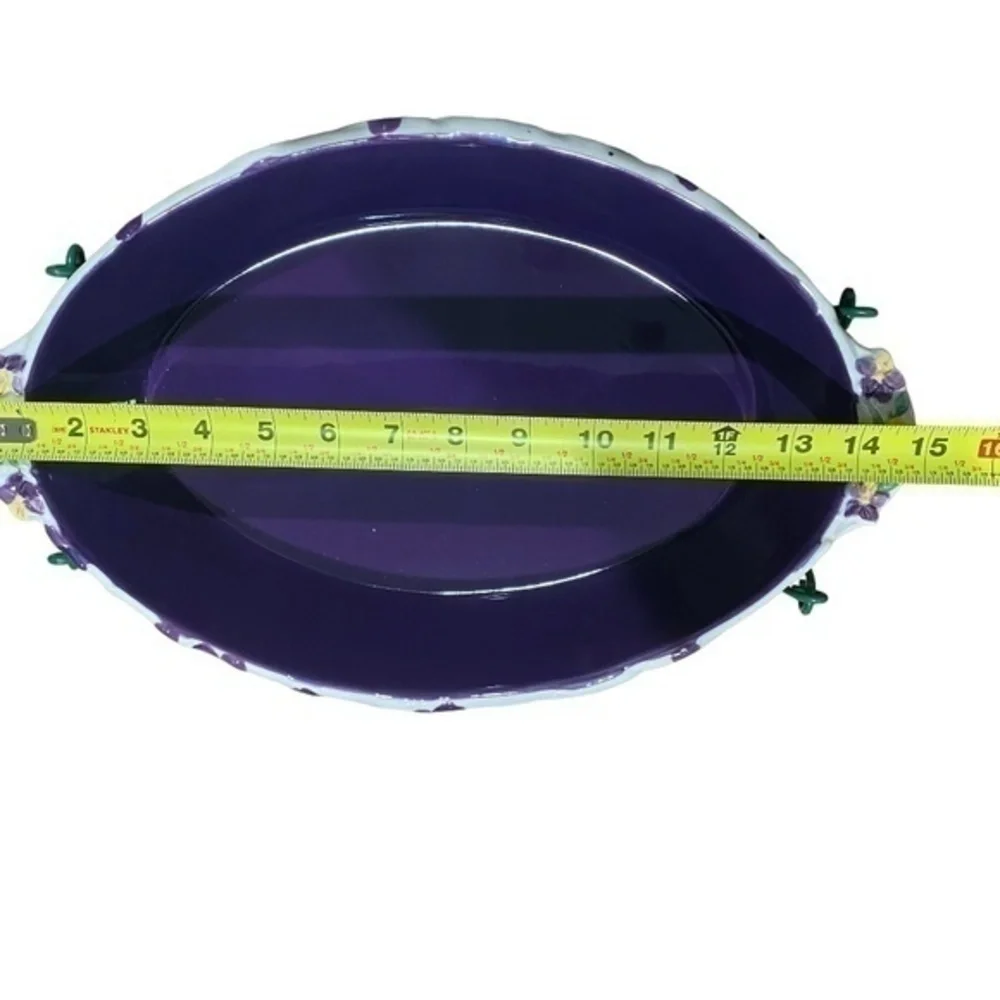 Temptation By Tara Violet Figural Floral Ceramic Bakeware With Lid and Wire Rack